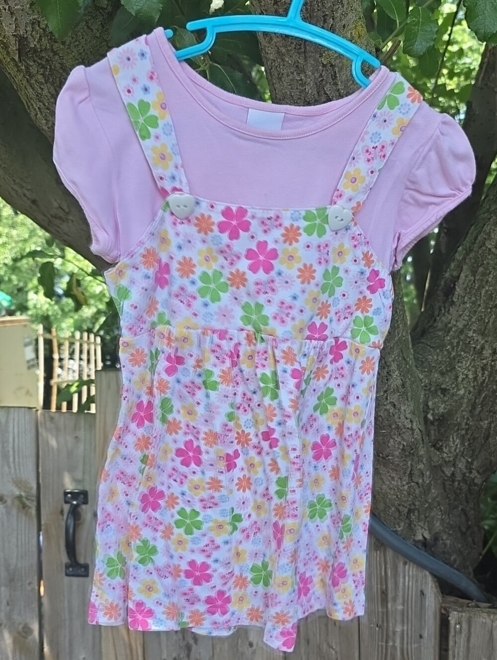 Pink Floral Strap Tank with Pink Tee - Kids